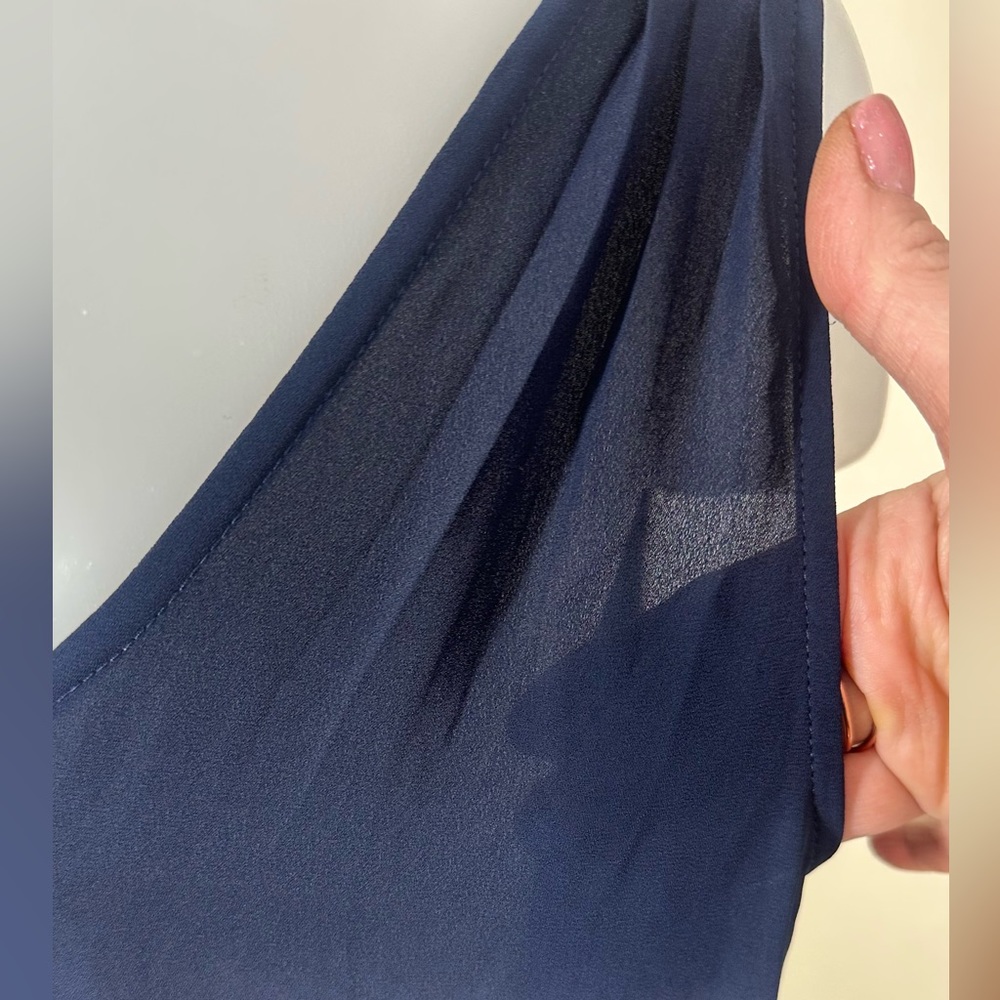 J Crew M Crepe Slip Dress Double V Neck Back Maxi Long Tank Boho Navy Blue A7837 - Picture 2 of 9